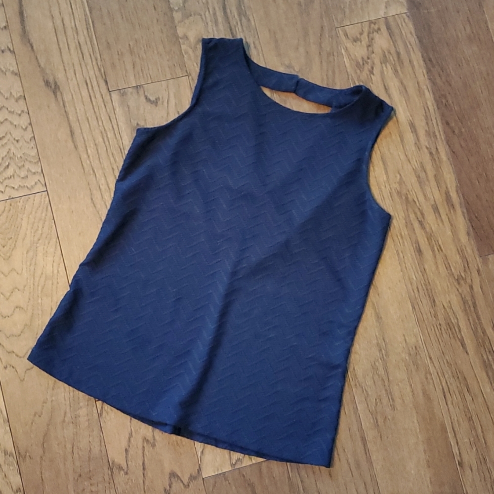 Navy Textured Tank Blouse‎